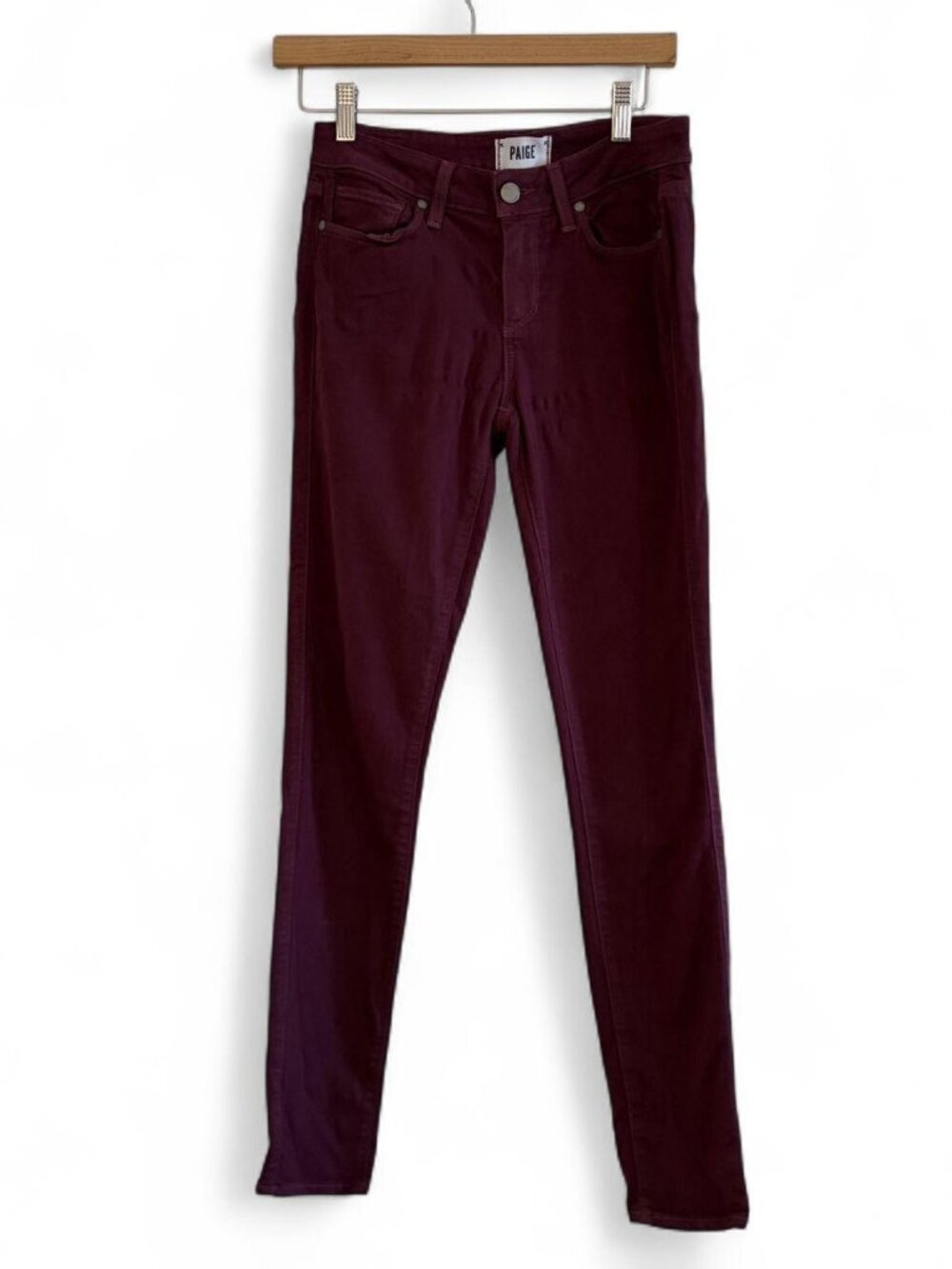 PAIGE Denim Skinny Jeans in Burgundy/Wine — Size 27